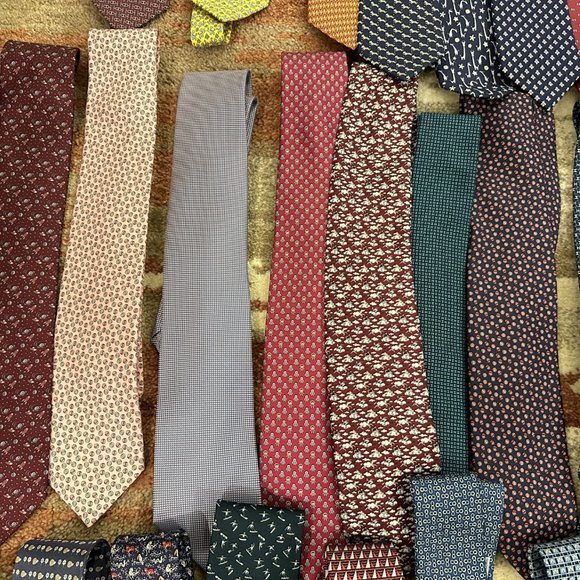 Hermes Men Hermes 100% Silk Chains Logo Pattern men’s Tie Sky Purple links